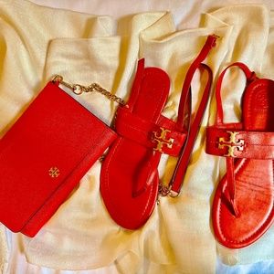 Red Tory Burch Purse and Size 7 Sandals